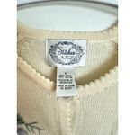 Vintage Cream Winter Floral Embroidered Cardigan Sweater Size S Green Photo 6