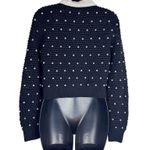 Alice + Olivia Collins Black Crochet Cardigan Sweater with Pearls Medium Photo 2