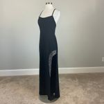 Black Backless Beaded Thigh Slit Evening Gown Size 12 Nightway Long Formal Dress Photo 2