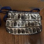 Laurel Burch Wild Cats Black White Navy Foiled Crossbody Bag Adjustable Photo 2