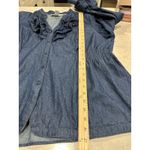 Denim 24/7 Women's Blue Denim Ruffle Front Long Sleeve Shirt Size 18W Photo 8