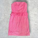 Lilly Pulitzer  Lowe Fiesta‎ Pink Pretty Gingham Strapless Peplum Dress Sz 4 Photo 2