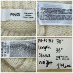 Mango MNG XL Wool Blend Oversized Knit Sweater w/ Pockets Cream Pullover Tunic Photo 8