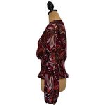 Bisou Bisou  Red and Brown Wrap Blouse Long Sleeve‎ Photo 1