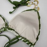La Blanca PLAYA BY  Bikini Top Medium Swim Green Zebra Resort Beach String Gold Photo 13