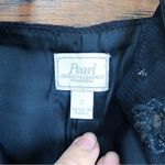 Pearl • black beaded mini dress sheer illusion Marchesa silk cocktail shift Size 2 Photo 3