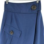 SEA NY Blue Cotton Big Button Pocket Wrap Front Skirt Size 4 Photo 2