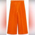 ZARA Tweed Weave Textured Wide Leg Pants w/ Buttons Orange Size XXL NEW Photo 10