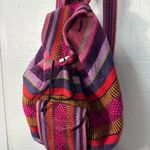 Artesanias Pinzon Women's Woven Drawstring Backpack Rainbow EUC Photo 4