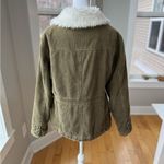 Vintage Sonoma Faux Fur Corduroy Penny Lane 70s Style Coat Size Large Green Photo 3