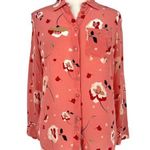 Talbots Floral Print Silk Blouse Pink Red Size SP Photo 0