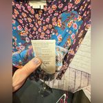 Anthropologie  Blouse Top Maroon Pink Floral Shirt Size medium Long Sleeve V Neck Photo 10