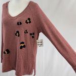 Maronie New  Animal Print Sweater Soft Knit Long Sleeve Top Dusty Rose Photo 6