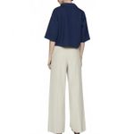 Mango  100% Bambula Cotton Short Sleeved Cotton Shirt Night Blue NWT Bambie Large Photo 7