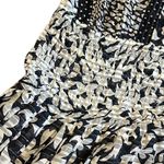 Diane Freis Georgette Black White Floral Dress Smocked Waist Asymmetrical Large Photo 8