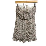 ZARA women's beige floral ruched mini halter dress size XS Photo 5