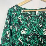 J.Crew  Green & Black Printed Long Sleeve Boatneck Blouse 8 Photo 3