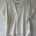 Madewell  Lakeline Popover Top, short sleeve, v-neck, peplum back, cream; size L Photo 0