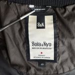 SOIA & KYO Down Fill Winter Bib Puffer Hood Coat Jacket Parka Sz SM Black/Brown Photo 6