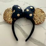 Disneyland Paris Minnie Mouse Ears 25th Anniversary Gold Sequins Black NWOT Photo 0