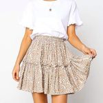Women's Floral Flared Short Skirt Polka Dot Mini Skirt Tan Size M Photo 1