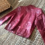 XOXO Vintage Y2K Red Crocodile Leather Biker Jacket Size Medium Photo 13