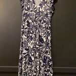 La Mer Luxe blue white floral leaf print cap sleeve midi resort dress S Photo 0