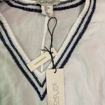 Rachel Zoe White and Navy Embroidered Cotton Kaftan Swim Cover-Up Photo 8