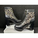 Guess Women's Grows-R Ankle Boots Knit Logo Platform Black/Tan Size 7.5M Photo 1