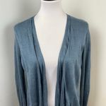 Inhabit Blue Linen Lightweight Double Layered Open Front Knit Cardigan Medium Photo 1