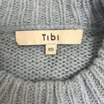 Tibi Blue Cropped Crewneck Sweater Alpaca Wool Blend Long Sleeve Soft XS Preppy Photo 4