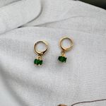 Green Crystal Dangle Drop Earrings for Women Gold Photo 0