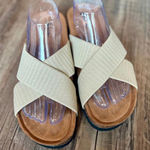 Slide Sandals for Women w/Cork Footbed & Soft Knit Comfort X Tape Sandals Photo 0