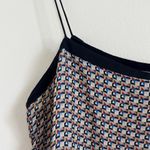 Vince  Silk Border Camisole Size Large Top Geometric Print Blue Blouse Photo 5