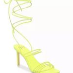 Jennifer Lopez JLO Lime Neon Green strappy heels Sandal shoe sz 8.5 Dronning Photo 0