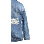 The Tubbo Moment By The Sea Denim Full Zip Jean Jacket Sherpa Collar Waves 2XL Blue Size 2X Photo 8
