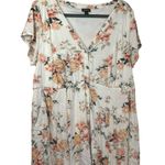Torrid  Ladies Short Sleeve Floral Print Spring V Neck Ivory Midi Dress SZ 1 Photo 2