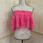 Free People  One Perla Eyelet Lace Off Shoulder Pink/Rose Crop Top Size S $88 Photo 1