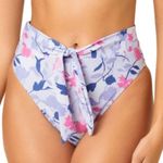 Splendid Floral Flurry Tie-Front Bikini Bottom High Leg Pant Sz L NWT Blue Pink Photo 2
