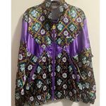 Vintage 80s Ellesse Tracksuit Jacket sz UK 10, US M Purple and Green Colorful Size M Photo 3