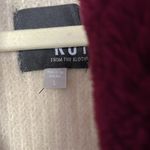 Kut From The Kloth Faux fur collar Sweater Jacket Oatmeal & Maroon Burgundy Photo 2