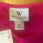 Worthington  NWT Top 1X Fuchsia Sleeveless Blouse V cut front Lightweight Photo 1