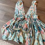 Camilla  silk floral print deep cut floral print dress with rhinestone waist belt Photo 11