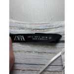 ZARA  White Metallic Striped Cotton Blend Button Down Flowy Top Large Lightweight Photo 4