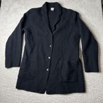 Eileen Fisher Women's‎  Small Black Long 100% Wool Button Cardigan Jacket Pockets Photo 0