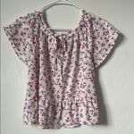 Hippie Rose Hippie‎ Rose Floral Short Sleeve Shirt White Multicolor Print Size XS NWT Photo 0