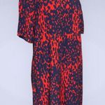 ASOS  Red & Blue Abstract Print Boat Neck Short Sleeve Shift Casual Work Dress 10 Photo 0