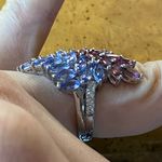 Natural Tanzanite Pink Tourmaline Sterling Silver Ring Size 6 Purple Photo 2
