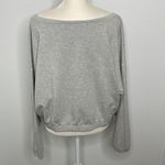 Offline cropped soft cotton blend sweatshirt. Size large. Elastic waist band. Gray Photo 2