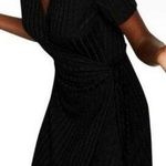 ZARA Trafaluc Black Ribbed Short Sleeve Wrap Mini Dress Small Photo 0